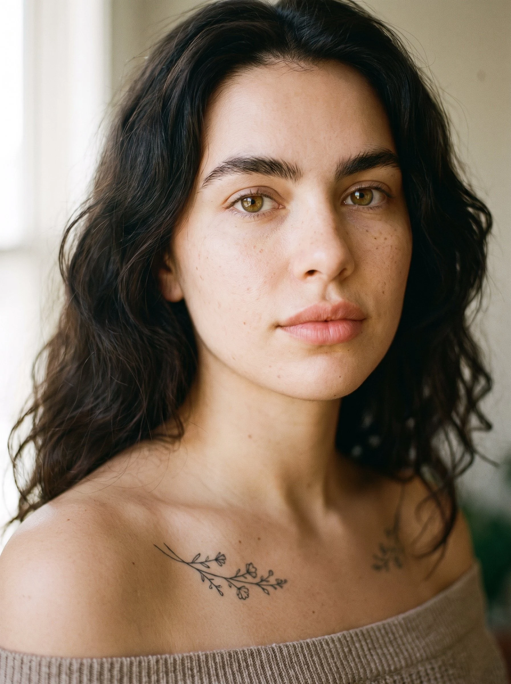 No makeup window light portrait
