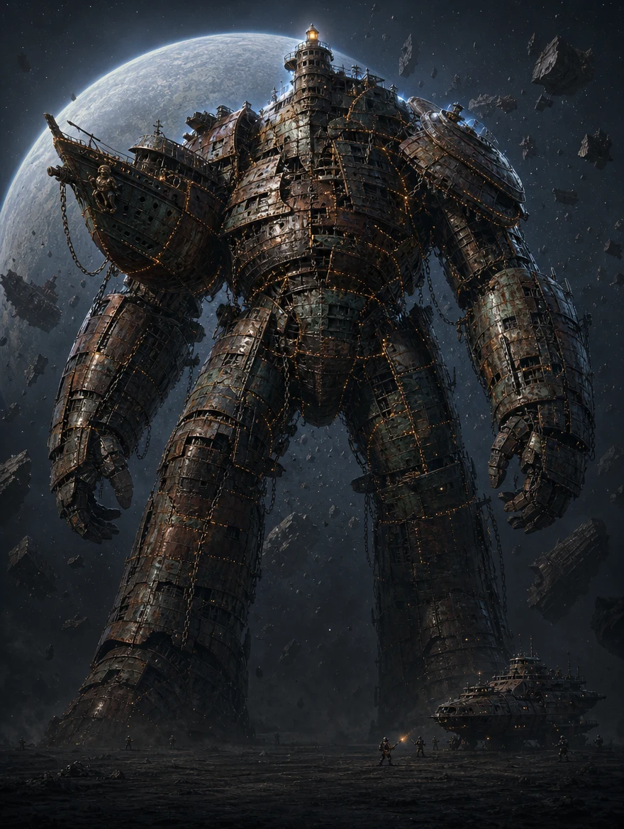 Scrap Titan — fifty welded ship hulls walking as one