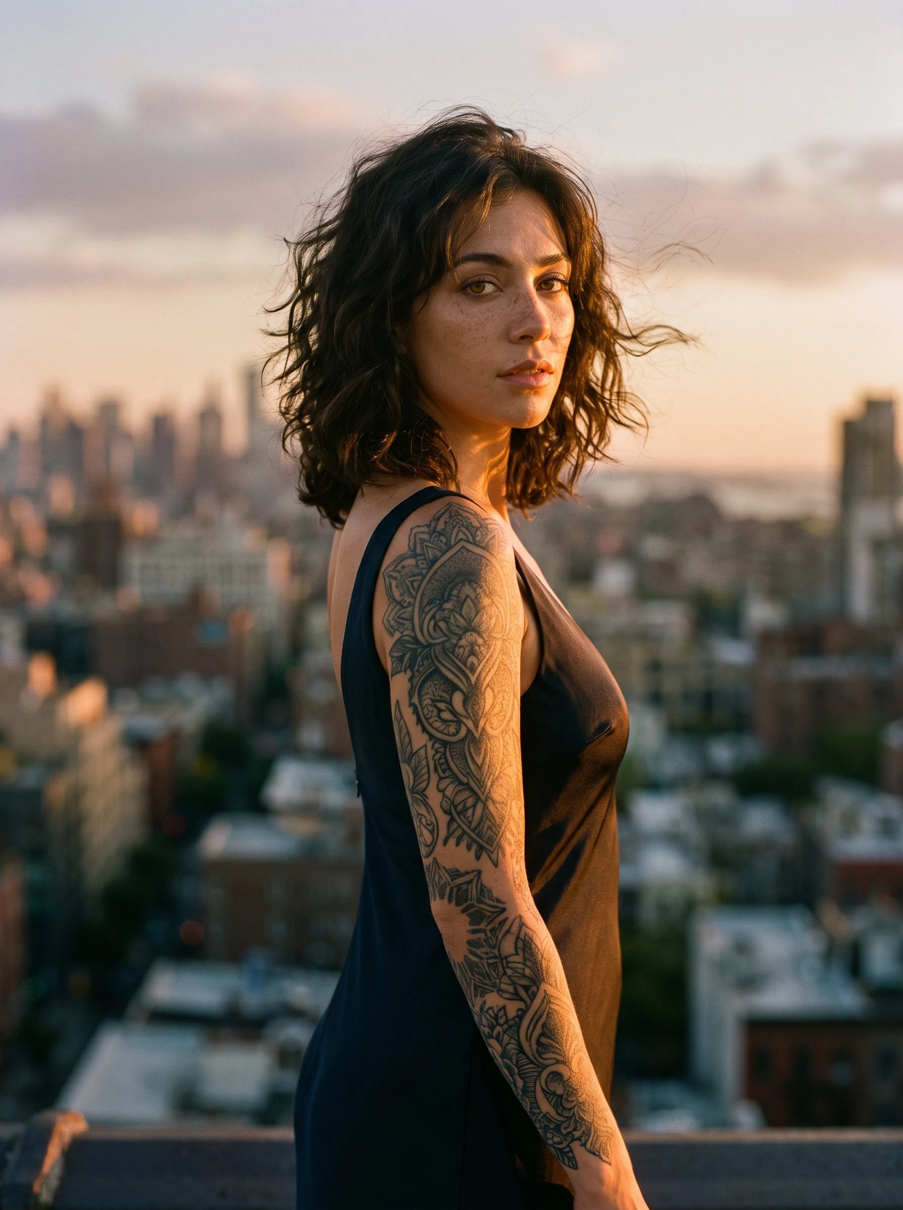 Rooftop golden hour editorial