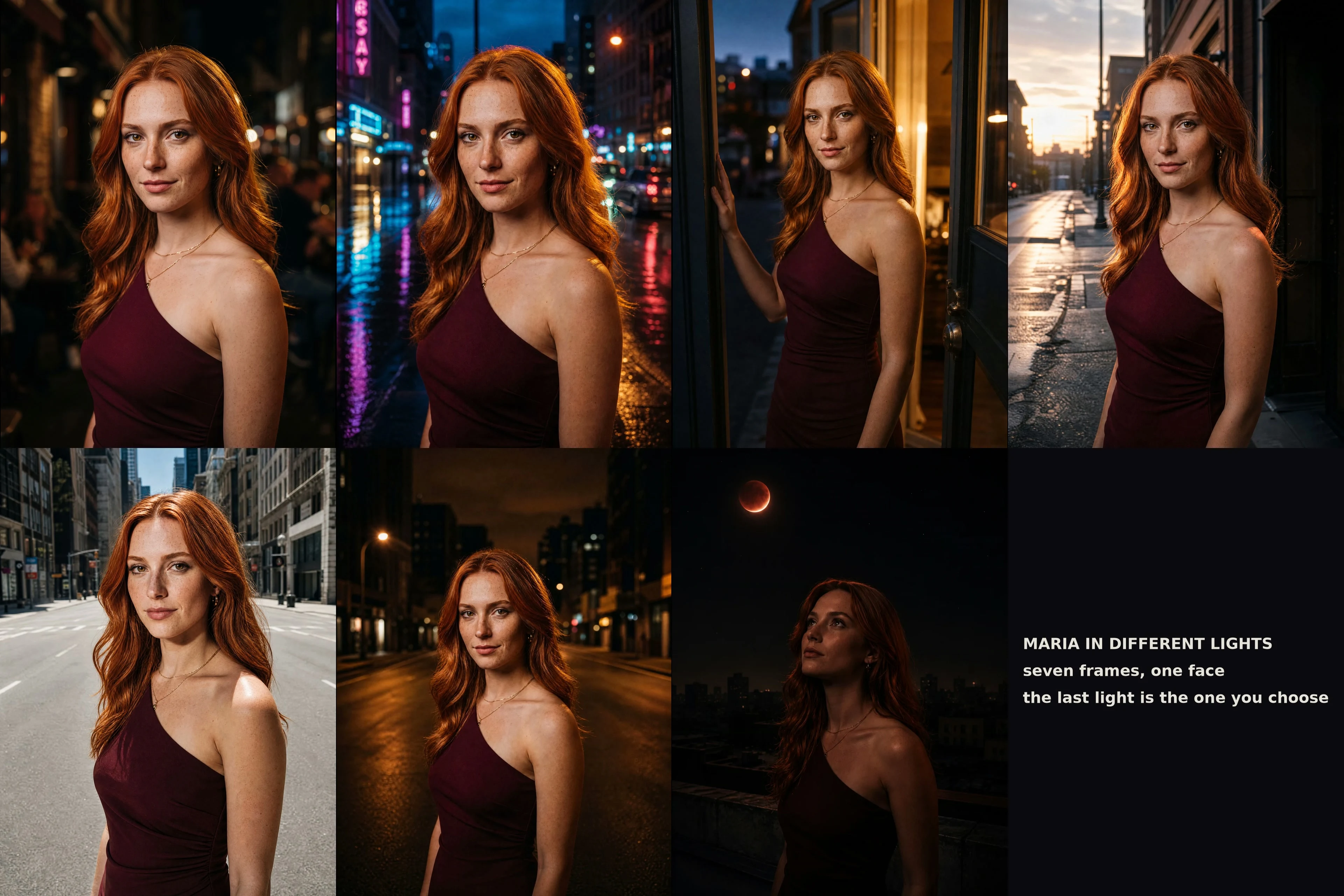 the gallery: seven frames, one face