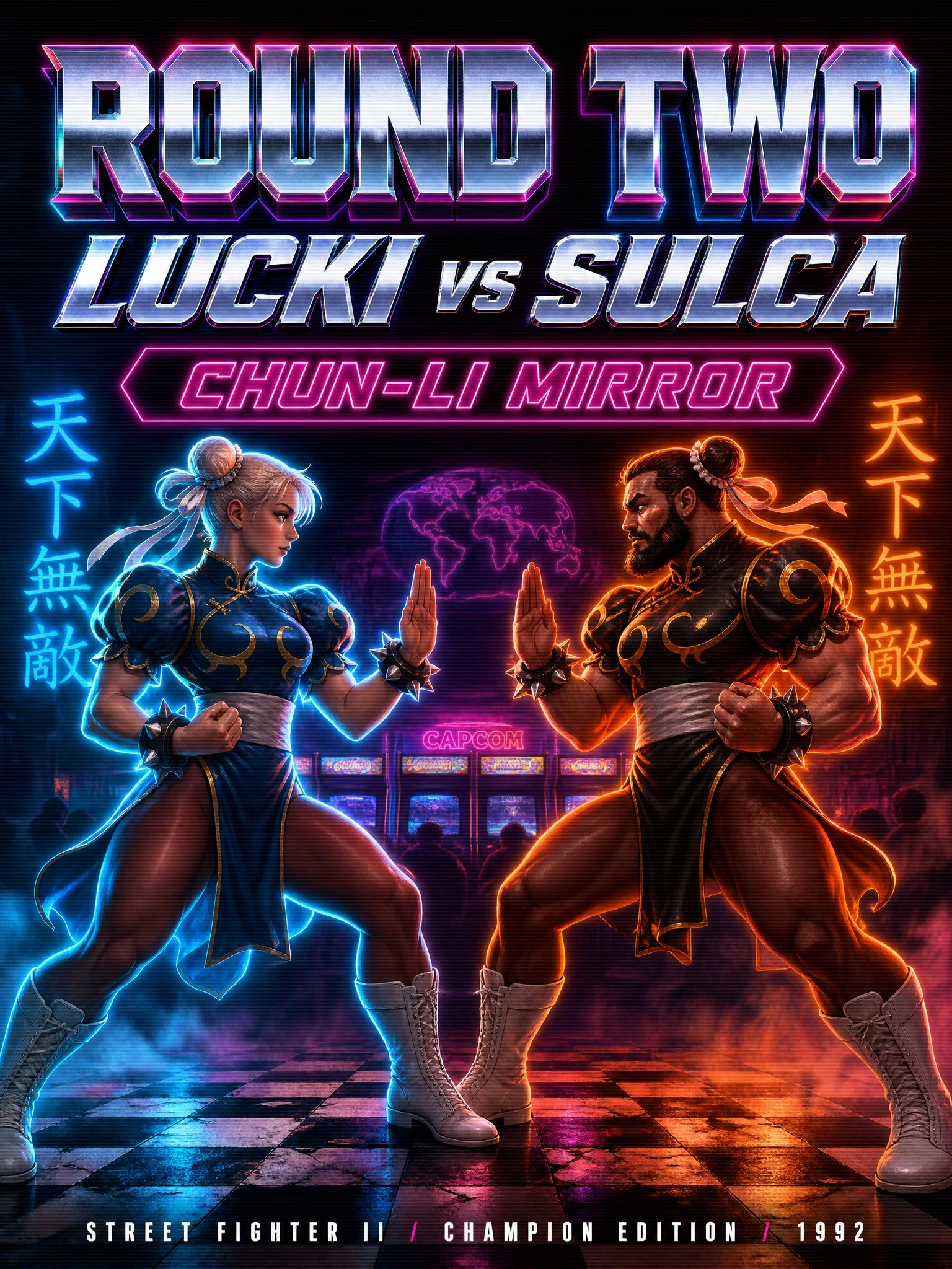 Round Two: the Chun mirror, on Street Fighter II Champion Edition (1992)