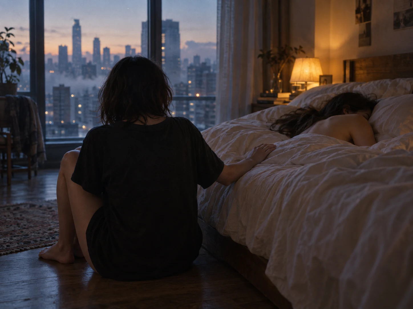 The floor, not the bed